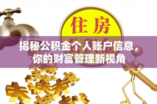 岗巴揭秘公积金个人账户信息，你的财富管理新视角